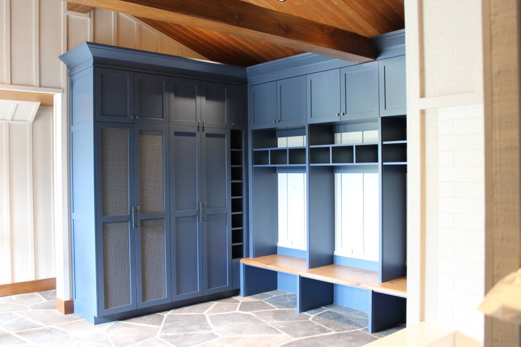blue themed cabinetry